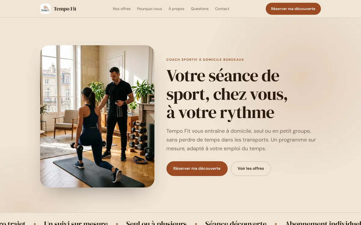 Site Tempo Fit, direction Atelier