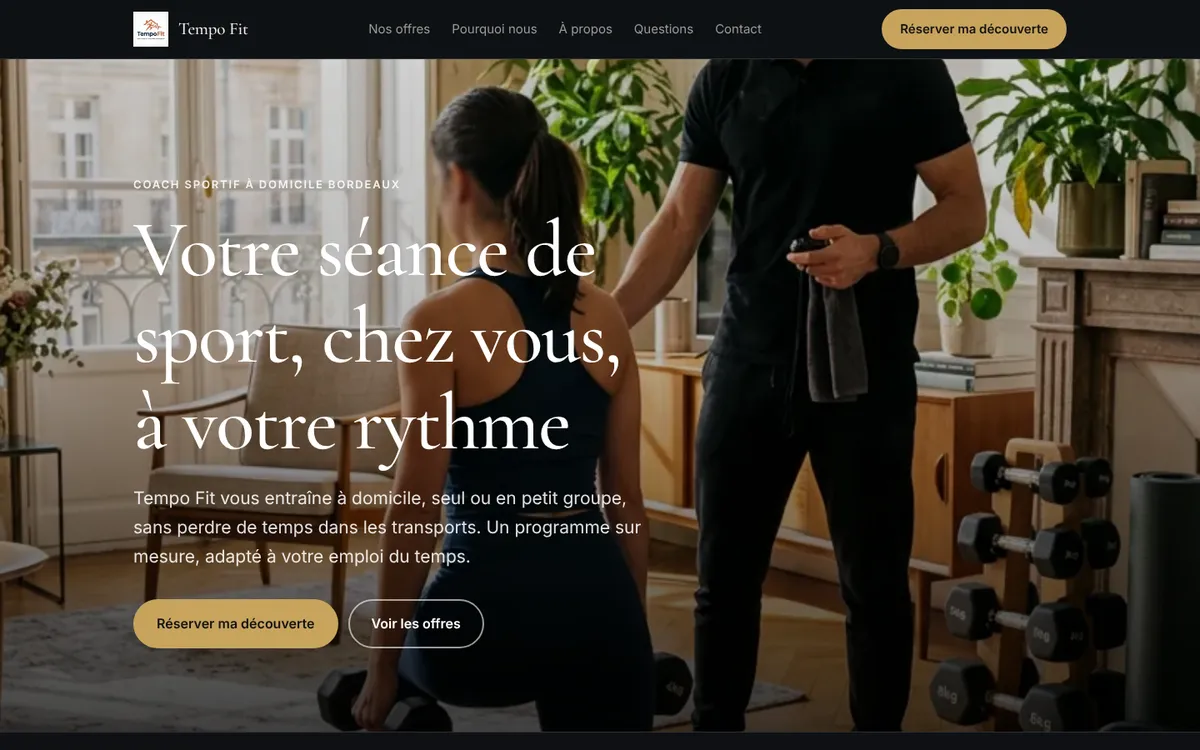 Site Tempo Fit, direction Studio nuit