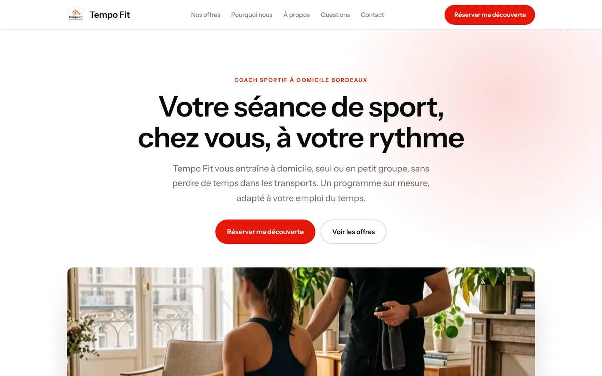 Site Tempo Fit, direction Minimal suisse